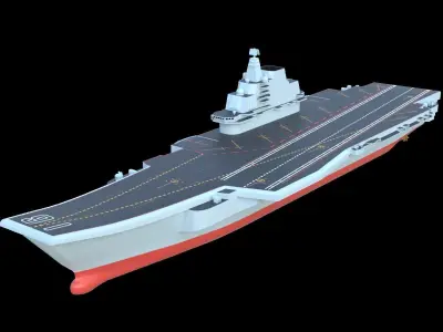 Type 001 Chinese aircraft carrier Liaoning Low poly  3D model