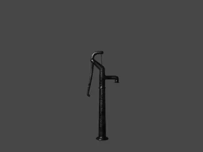 Game ready low poly tall water hand pump Low-poly 3D model