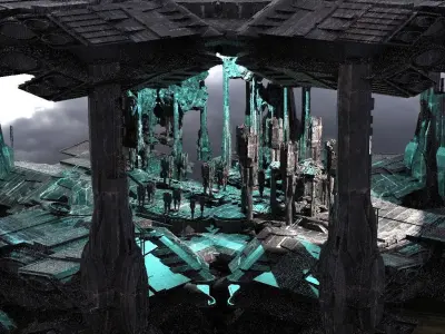 Elven Sci Fi city Courtyard massive  3D model