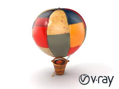 Retro Patchwork Balloon 3D model pack Low-poly 3D model