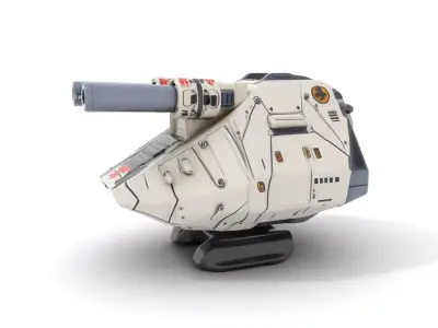 SciFi Tank Turret with Dual Cannons Model Pack Low-poly 3D model