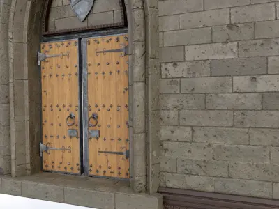 Medieval Door Low-poly 3D model