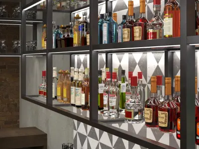 Modern Bar with Shelves 3D model