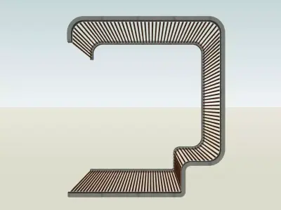 Modern bench with build-in shade 3D model