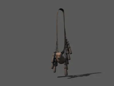 Historic 16th century bandolier Low-poly 3D model