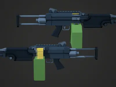 Stylized M249 LMG Low Poly Mobile Ready Low-poly 3D model