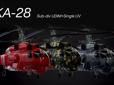 Ka-28 Helicopter sub div model in 3 different color schemes 3D model