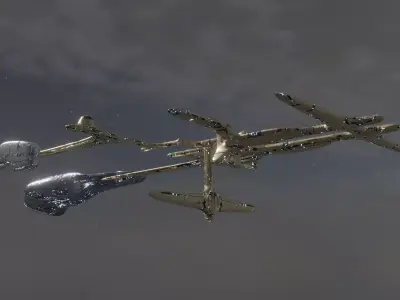 Space Station with 2 Spaceship 3D model