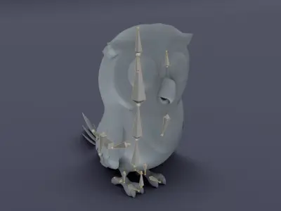 Cartoon Owl Rigged Base Mesh 3D Model Low-poly 3D model