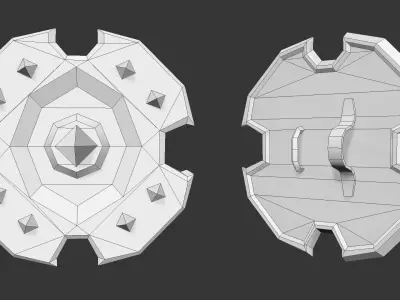 Shield wooden Low-poly 3D model