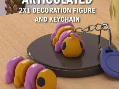 Caterpillar Cute Articulated Version and Keychain 3D print model