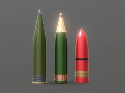 Heavy Artillery Shells 3 in 1  Low-poly 3D model