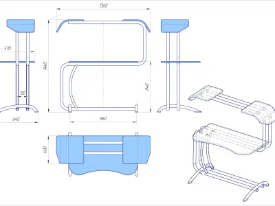 Computer table 3D model