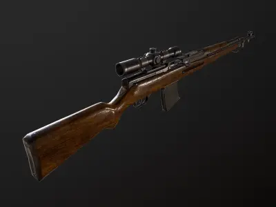 AVS-36 USSR SOVIET WW2 RIFLE WTH SCOPE PBR Low-poly 3D model