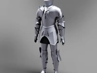 Plain European Medieval Knight Armor 3D model