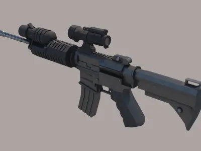 Assault Rifle Low-poly 3D model 16
