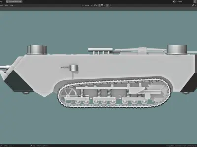 Saint Chamond TANK BASE MESH Low-poly 3D model