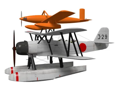 Kawanishi E7K2 Alf and Type1 target plane 3D model