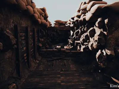 TRENCH SCENE 130 PROPS and Materials For UNREAL ENGINE 4 and 5 3D model