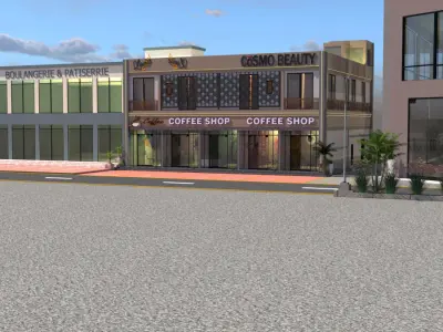 Coffee Shop and Beauty Store Commercial Building A13 3D model