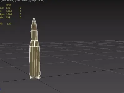 65x54mm Mauser Ammo Low-poly 3D model