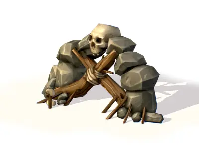 Handpaint Cartoon Stone Arch Entrance Cave Low-poly 3D model