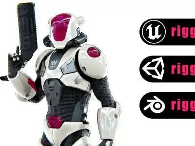 CYBER SOLDIER R-500  Rigged for Unreal Engine - Unity - MIXAMO  3D model
