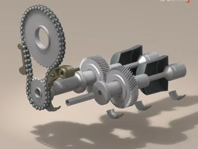 driveshaft gear and sprocket assembly 3D model