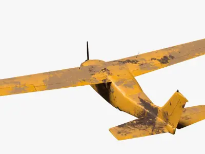 realistic destroyed propeller plane Low-poly 3D model