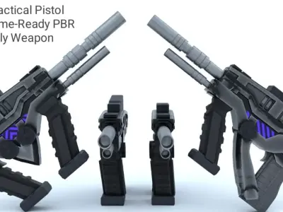 Sci-Fi Tactical Pistol Duo  Game-Ready PBR  Low-Poly Weapon Pack Low-poly 3D model