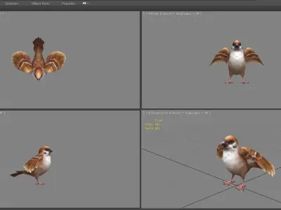 Cartoon sparrow Low-poly 3D model