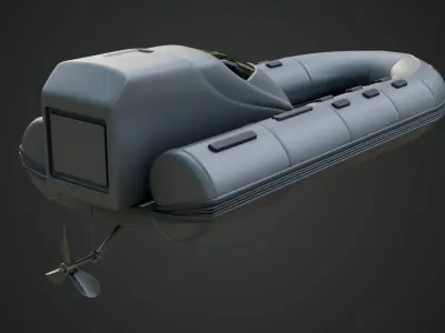 Civilian Inflatable Dinghy Silver Color 3D model