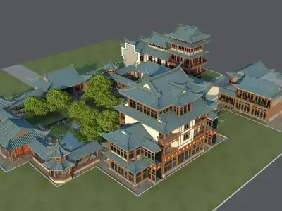 Asian antique courtyard 3D model