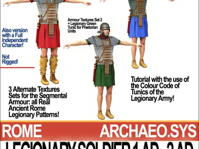 Ancient Rome Legionary Soldier 1 AD 2 AD and Poser Daz Props Set 3D model