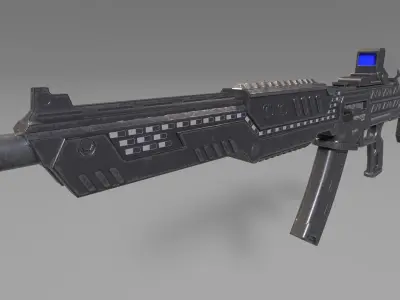 Sub Machine Gun - Black Color - Sporty Style Low-poly 3D model