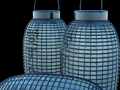 Japanese lantern Low-poly 3D model