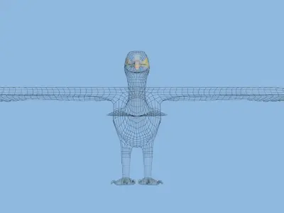 Low Poly Cormorant model with wings spread Low-poly 3D model