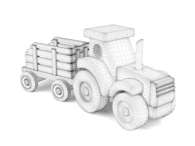 Wooden toy tractor 10 3D model