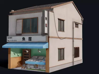 Tokyo Fishmonger Low-poly 3D model