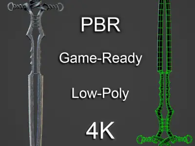 Old Forged Sword PBR Low-poly 3D model