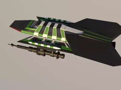 Spaceship fighter jet with stripes 3D model