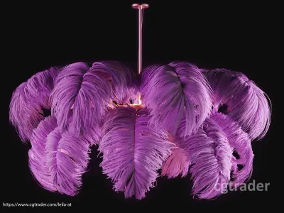 Feather Modern Chandelier  Vray - CORONA - FBX - OBJ 3D model