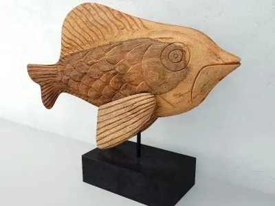 Hand-Carved Mango Wood Fish 3D model