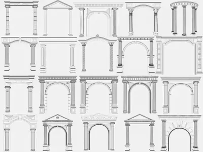 Arched facade columns doorway pilaster 3D model