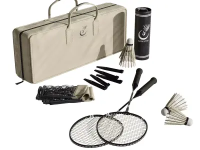badminton set 1 with racquet and bag 3D model