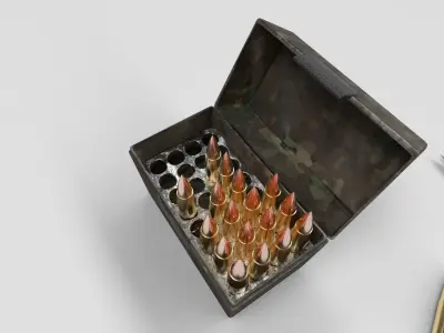Assault Rifle Ammo Set Low-poly 3D model