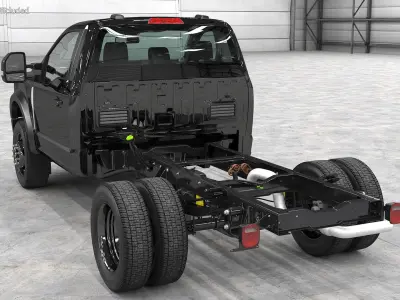 Two Doors Chassis Cab Black Rigged for Maya 3D model