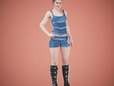 game rigged girl Low-poly 3D model