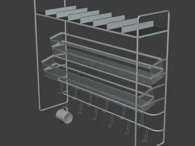 Cups Shelf Free low-poly 3D model