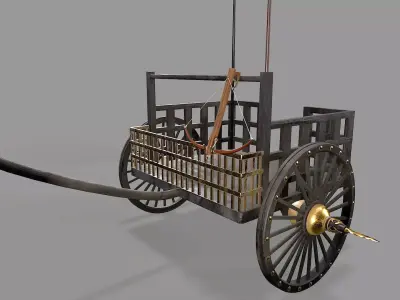 Chariot Fire Cart - Fire Cart Low-poly 3D model